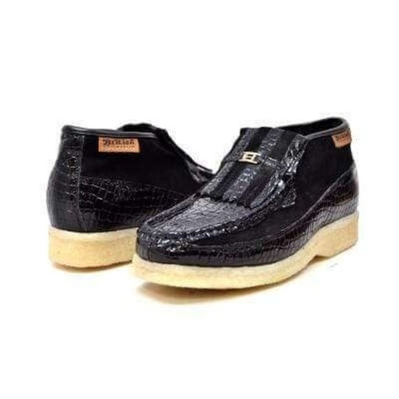 British Walkers Apollo Croc Men's Black Croc Leather and Suede - Picture 1 of 8